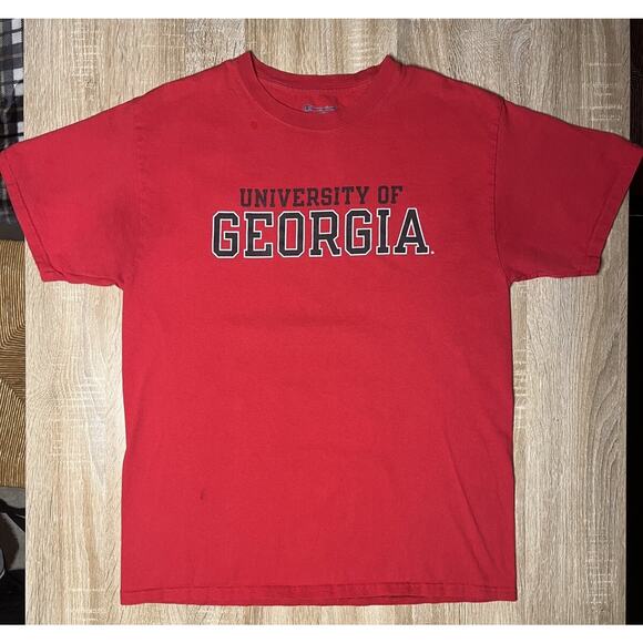 University of Georgia Bulldogs Champion Red Black TShirt Medium - Picture 1 of 2